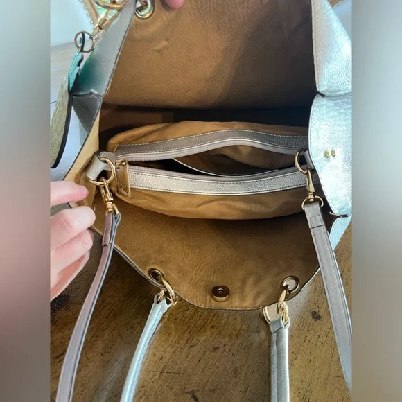 Kate Landry silver peopled leather pineapple charm pocket bag - Picture 8 of 11